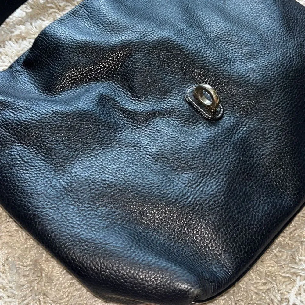 D&B Black Leather Hobo Bag Belvedere Logo Lock Shoulder Bag